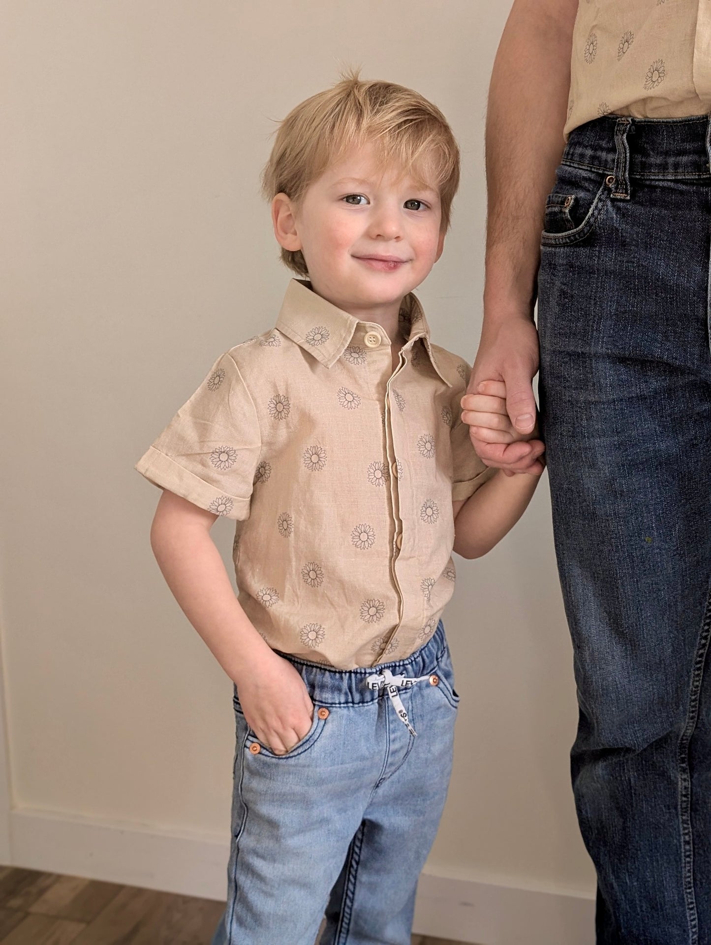 Sunflower Casual Button Up (Infant/Toddler/Kids)