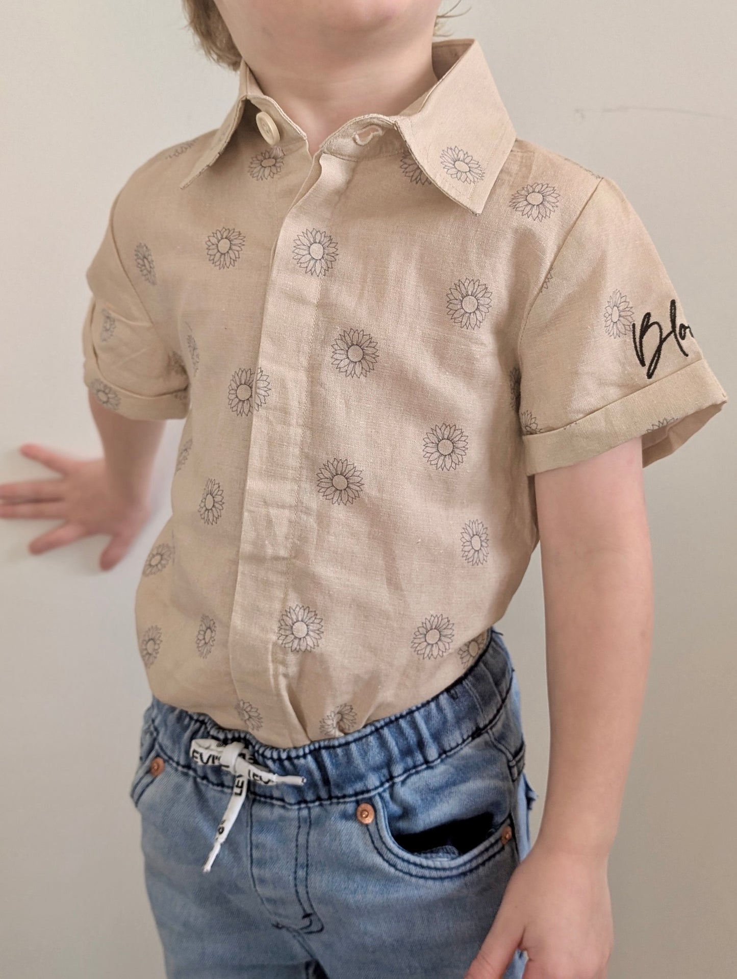 Sunflower Casual Button Up (Infant/Toddler/Kids)